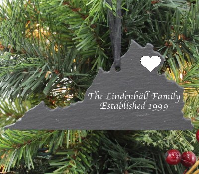 Virginia Slate Christmas Ornament