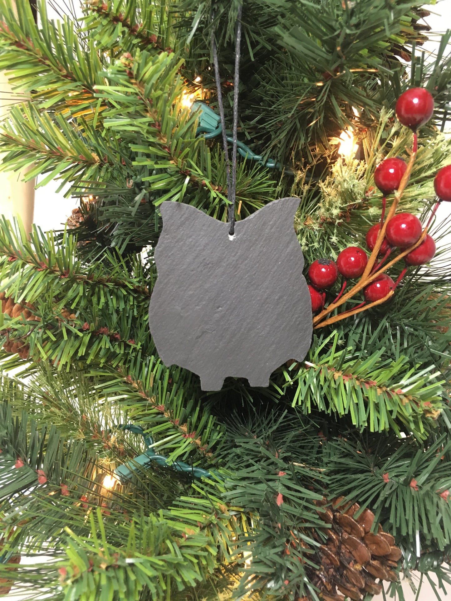 Owl Slate Christmas Ornament