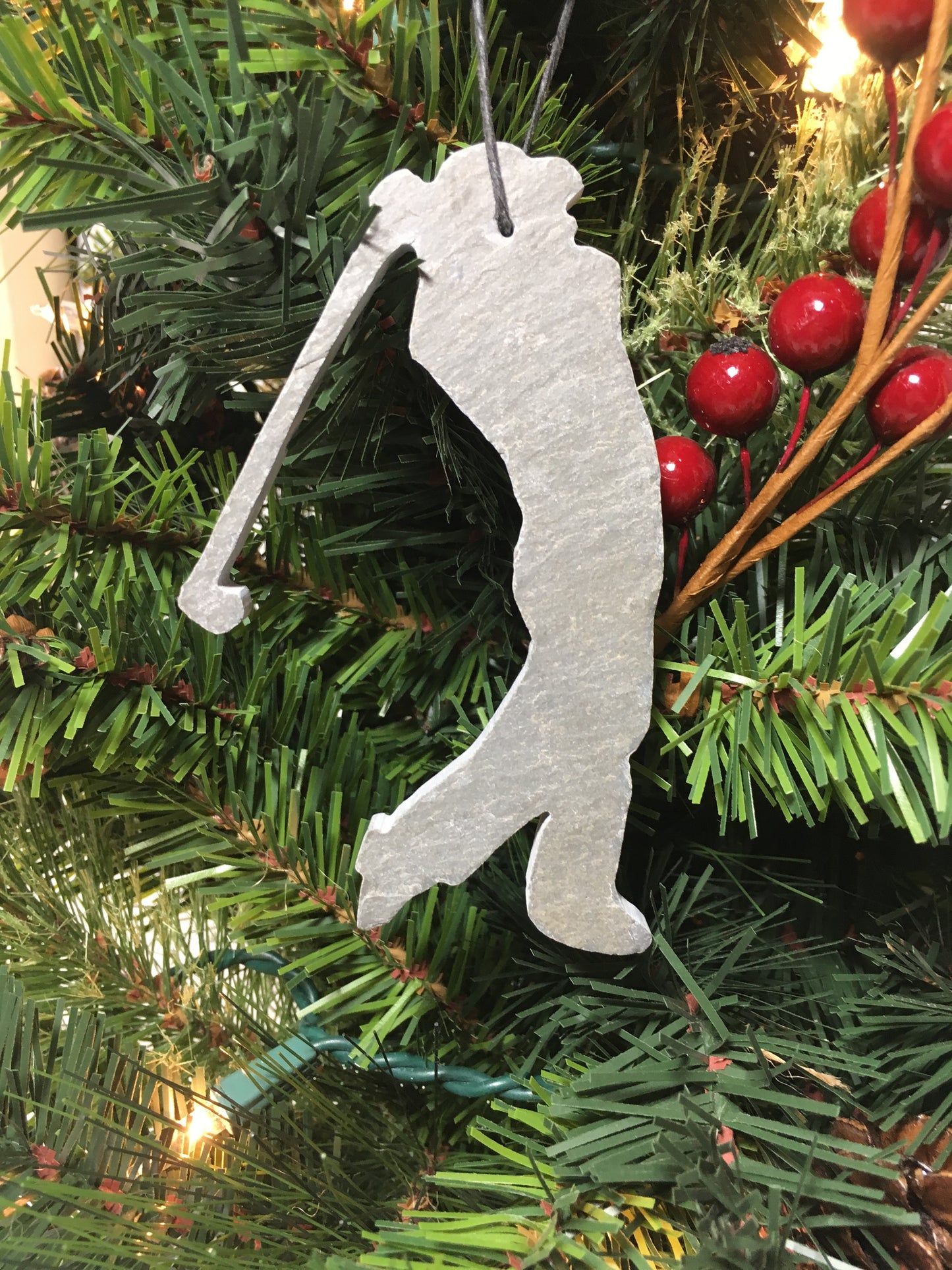 Golfer Slate Christmas Ornament
