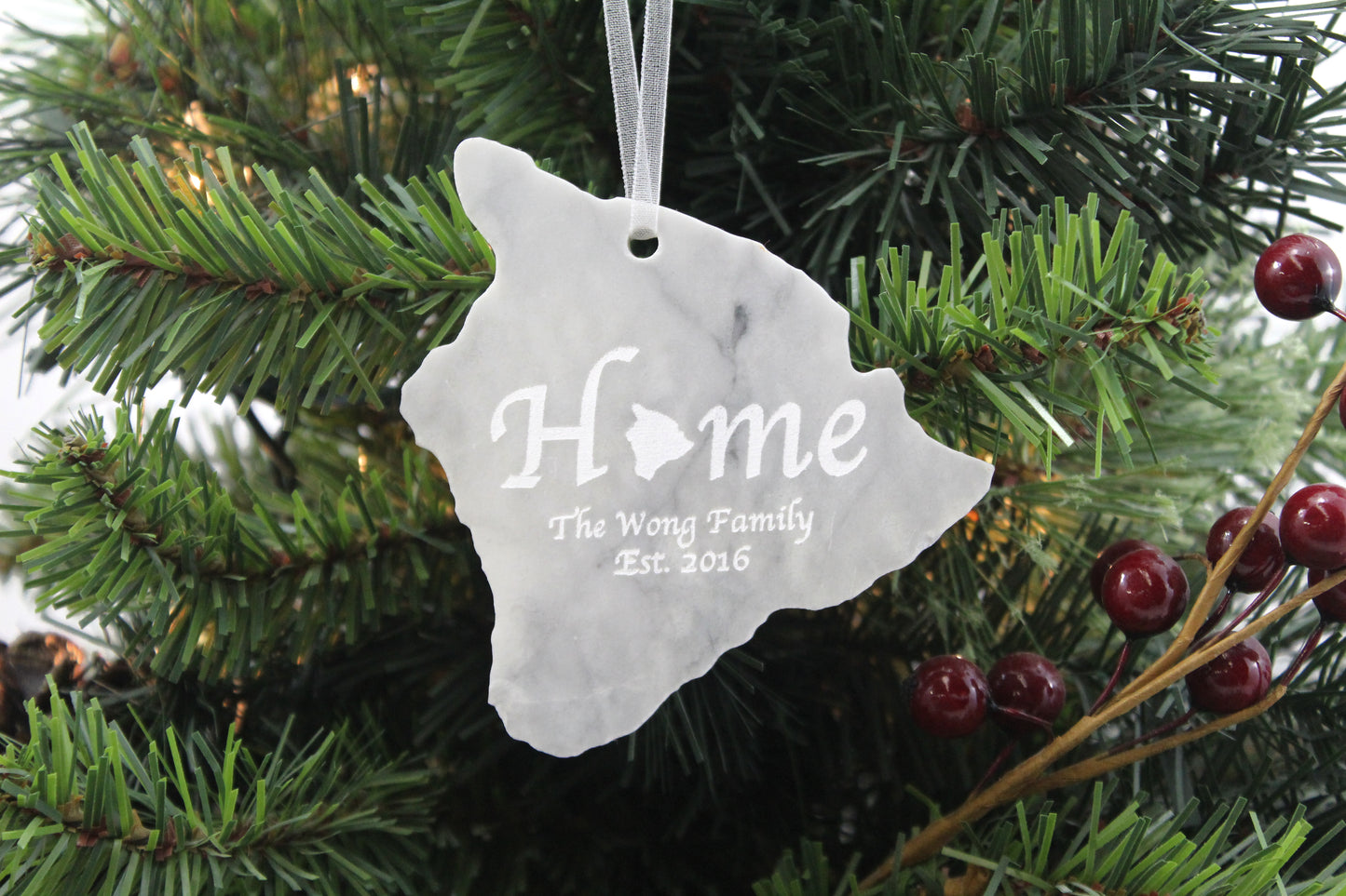 Hawaii Marble Christmas Ornament