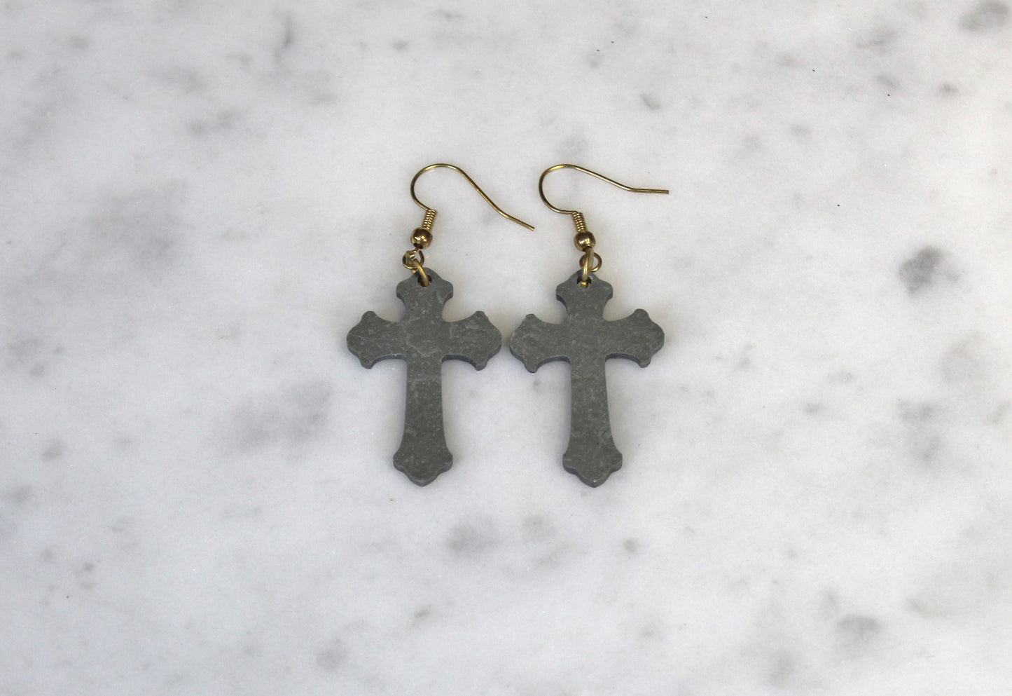 Cross slate earrings