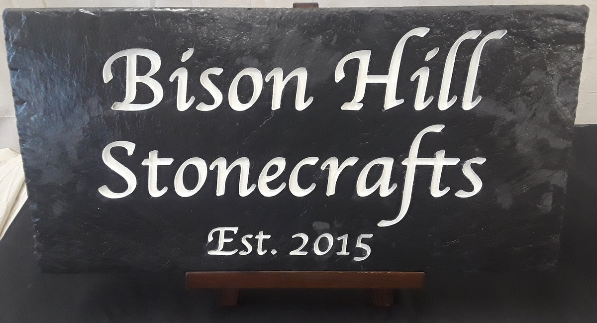 Stone Slate. Sign Carved Slate Sign – Bison Hill Stonecrafts