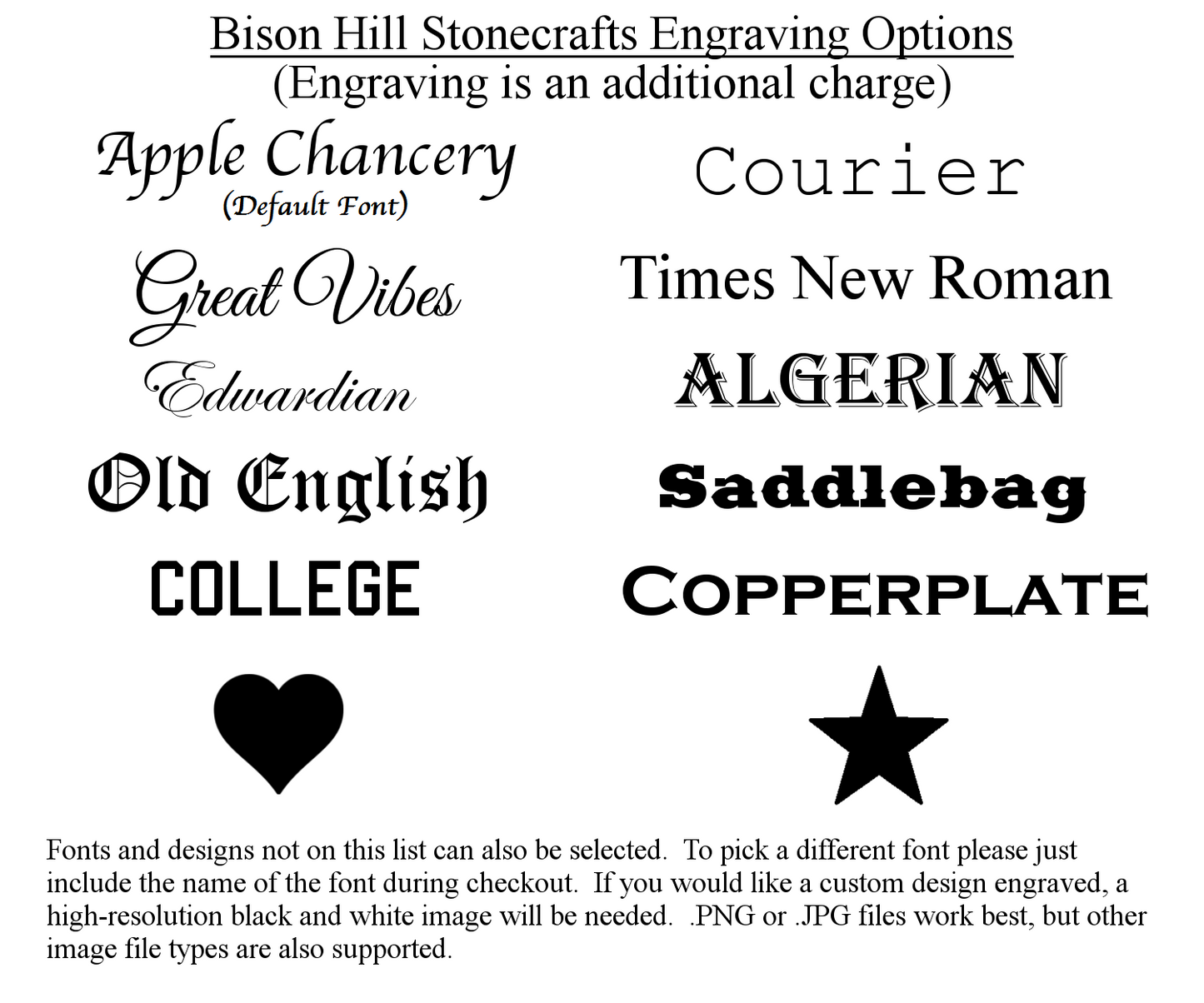 Engraving Font Options
