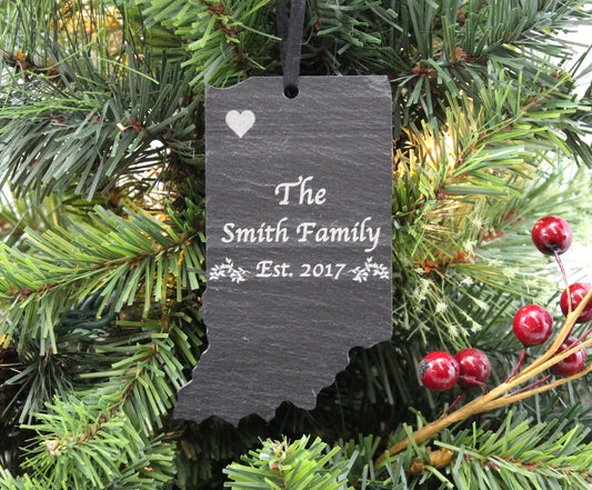 Indiana Slate Christmas Ornament