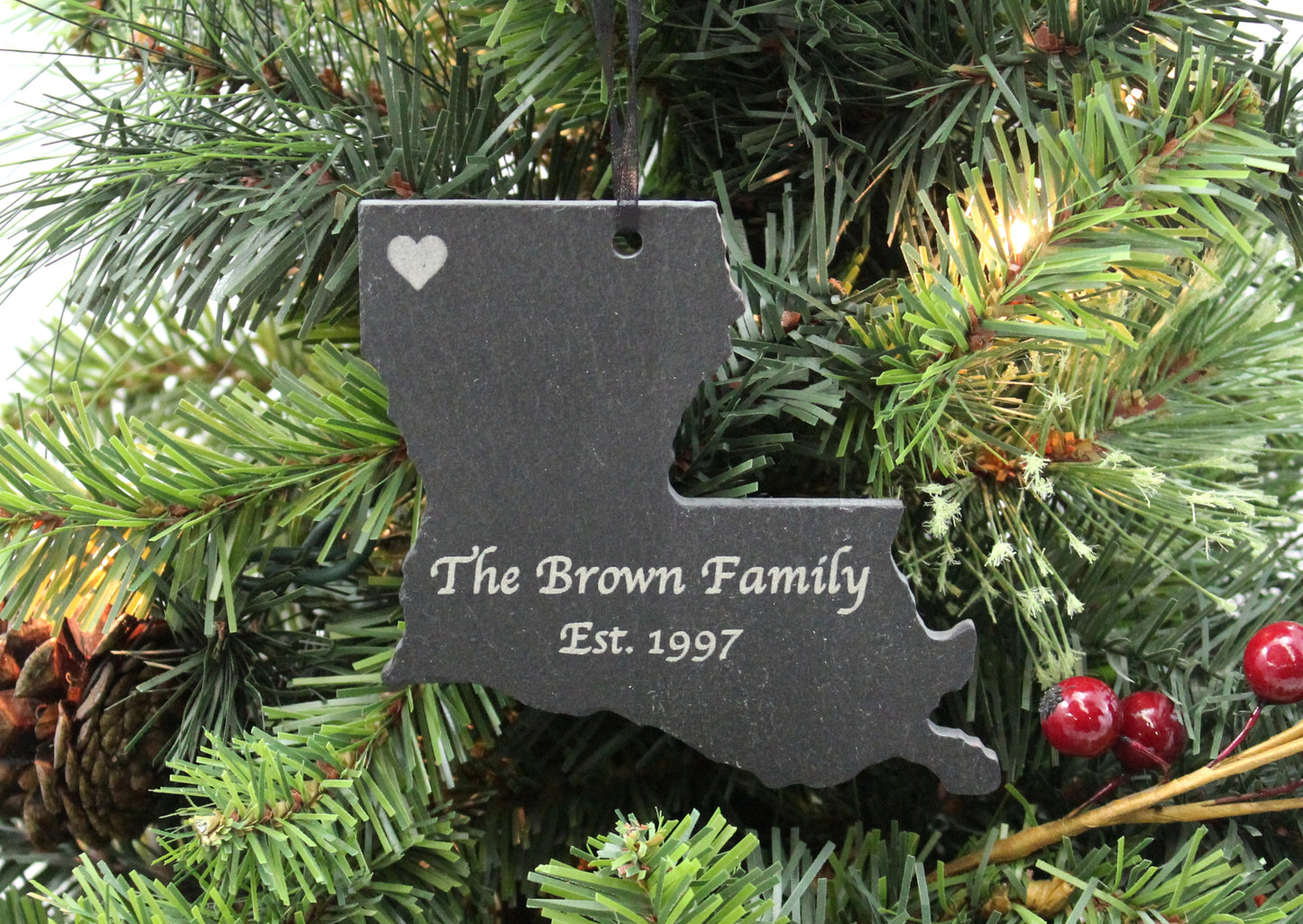 Louisiana Slate Christmas Ornament