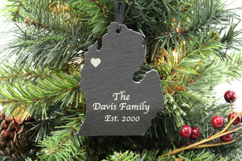 Michigan Slate Christmas Ornament