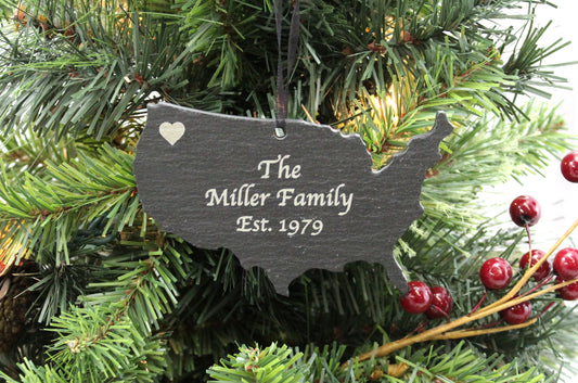 United States Slate Christmas Ornament