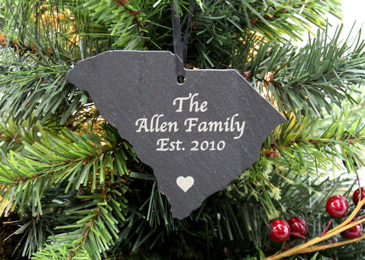 South Carolina Slate Christmas Ornament