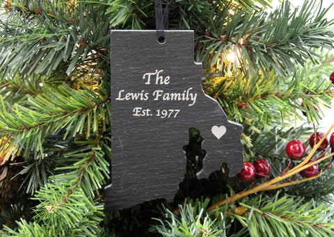 Rhode Island Slate Christmas Ornament