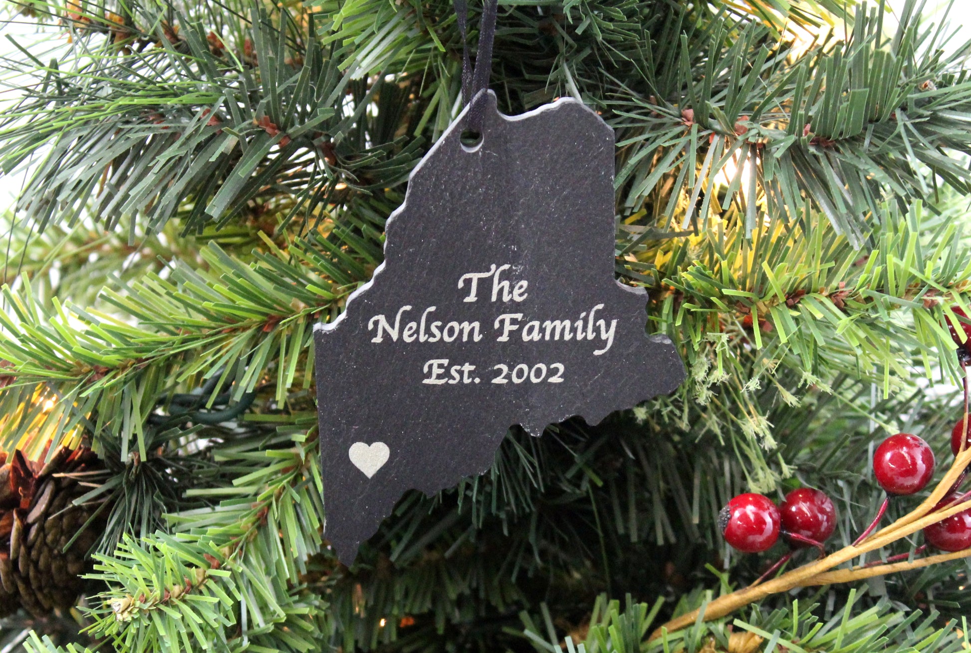 Maine Slate Christmas Ornament