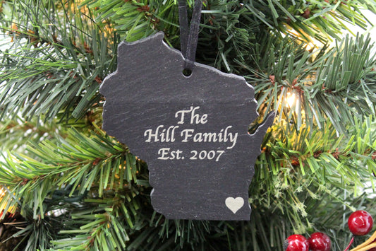 Wisconsin Slate Christmas Ornament