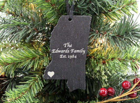 Mississippi Slate Christmas Ornament