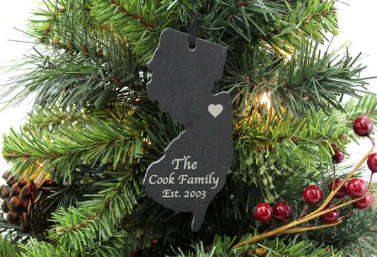 New Jersey Slate Christmas Ornament