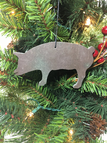 Pig Slate Christmas Ornament