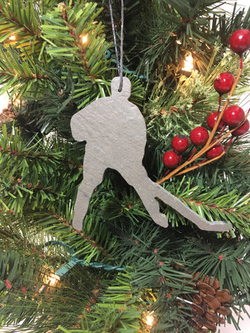 Hockey Player Slate Christmas Ornament