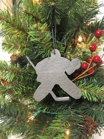 Hockey Goalie Slate Christmas Ornament