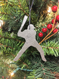 Baseball player slate Christmas ornament