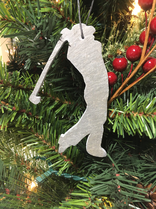 Golfer Slate Christmas Ornament 