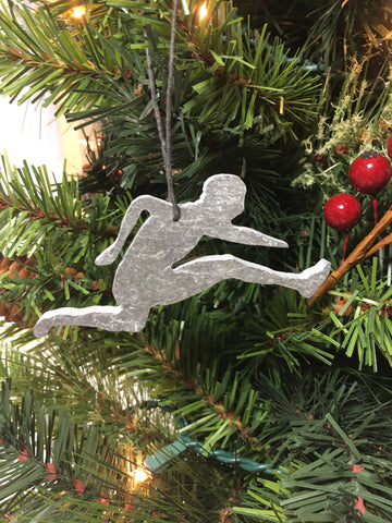 hurdler slate christmas ornament