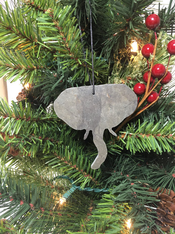 Elephant Slate Christmas Ornament