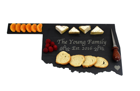 Oklahoma Slate Cheese Board- Personalized with Laser Engraving