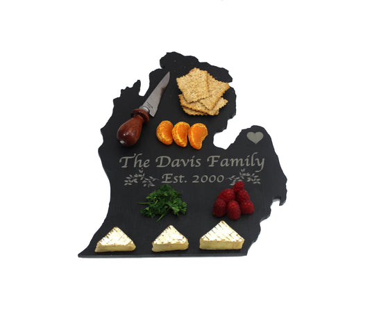 Michigan Slate Cheese Board- Personalized with Laser Engraving