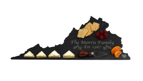 Virginia Slate Cheese Board- Personalized with Laser Engraving