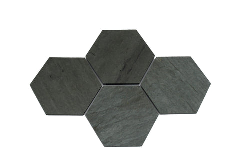 Hexagon Grey Slate Coasters