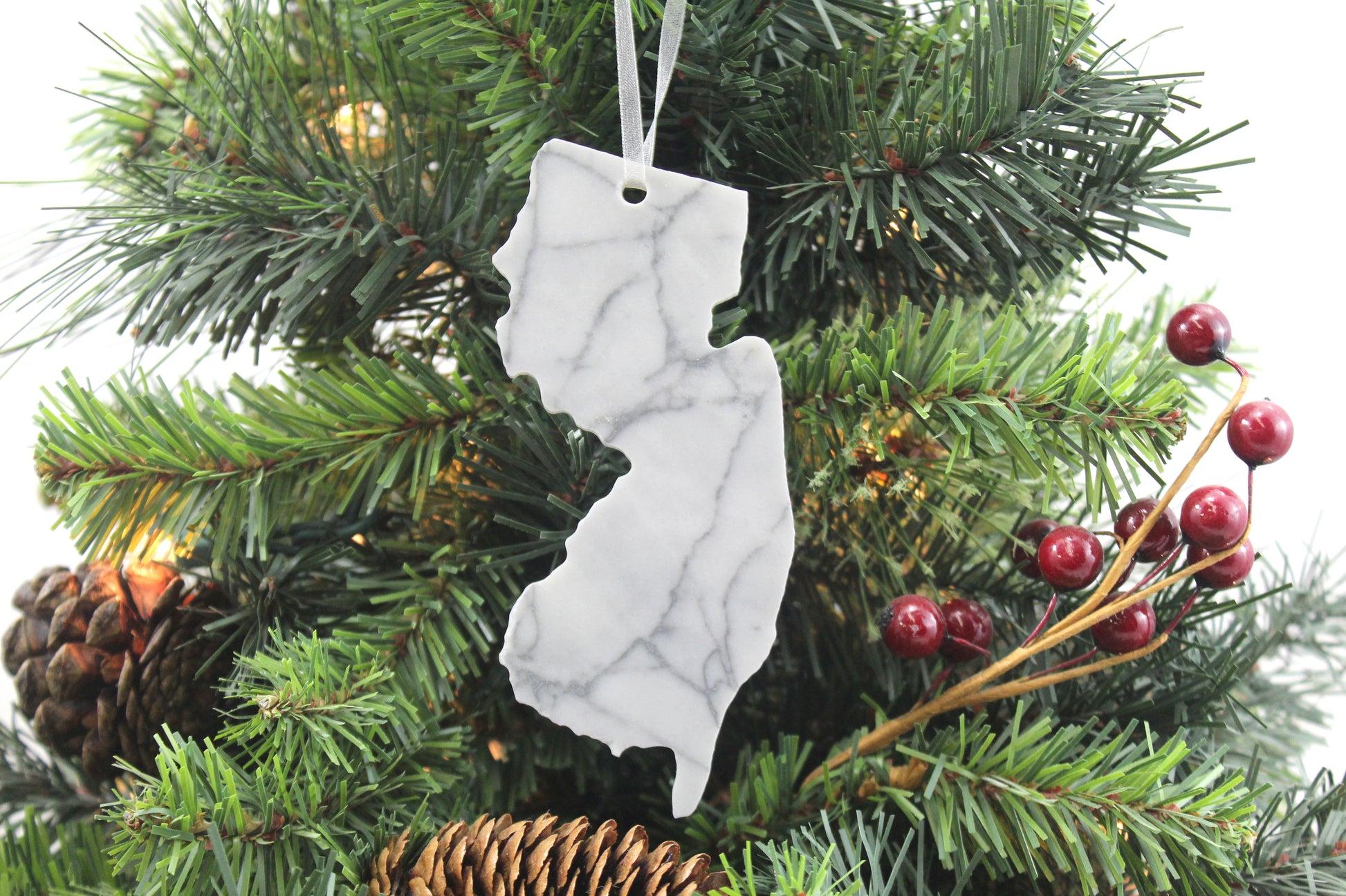 New Jersey Marble Christmas Ornament