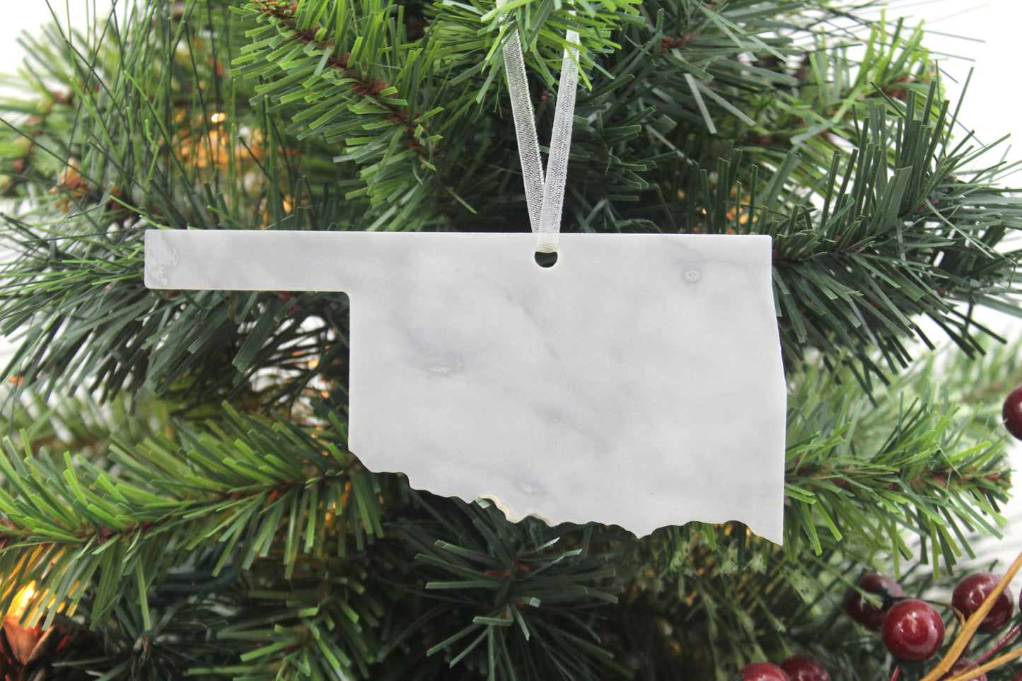 Oklahoma Marble Christmas Ornament