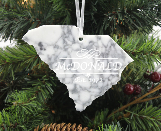 South Carolina Marble Christmas Ornament