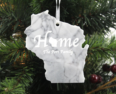 Wisconsin Marble Christmas Ornament