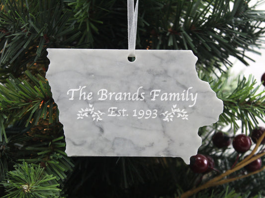 Iowa Marble Christmas Ornament