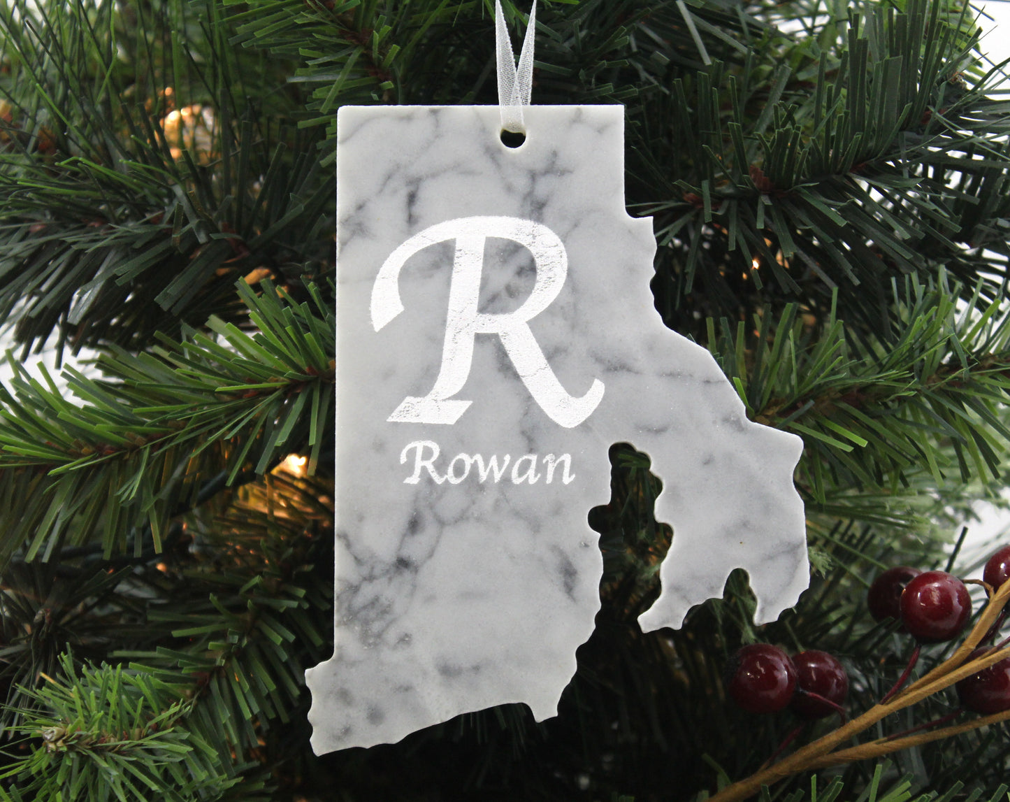 Rhode Island Marble Christmas Ornament