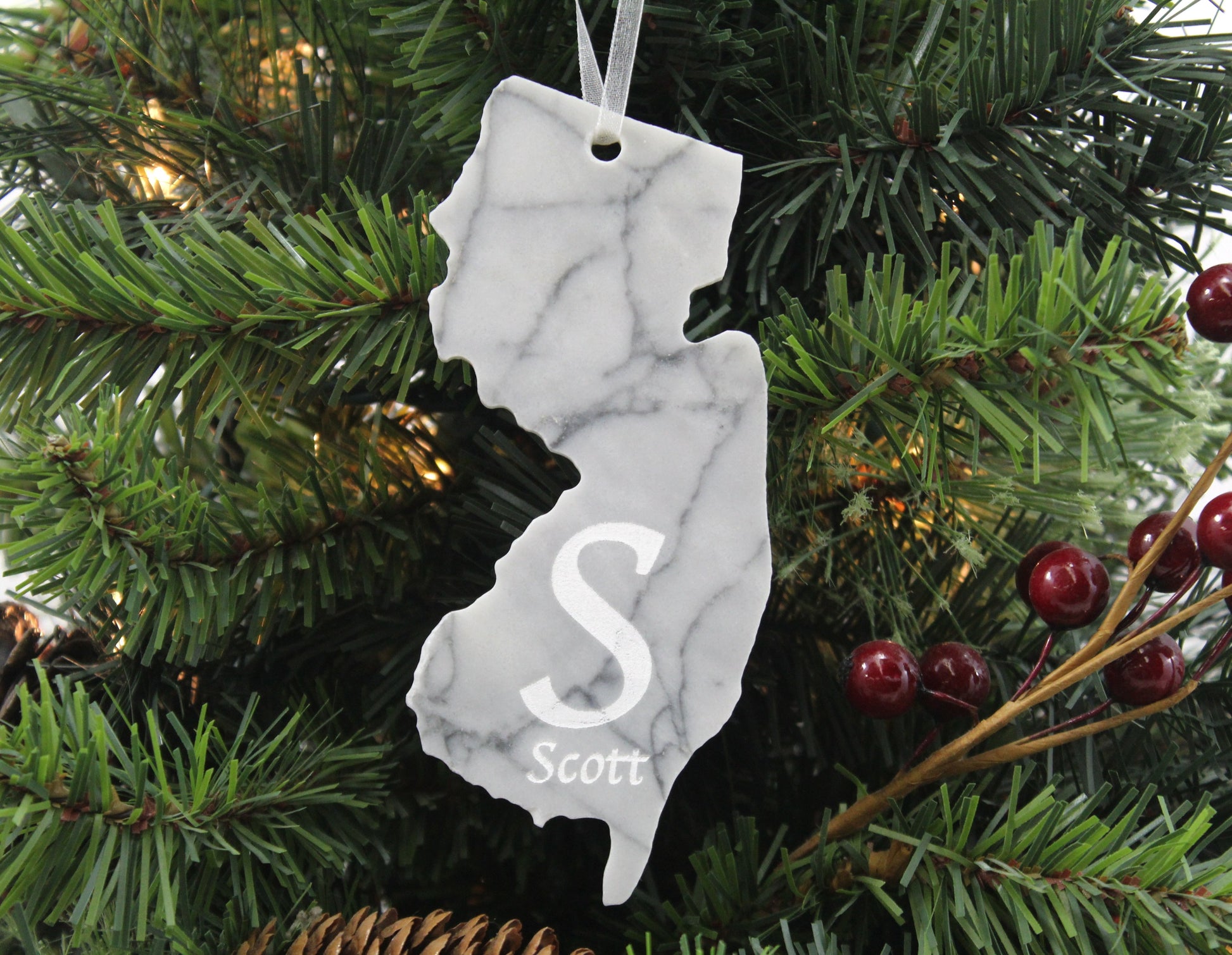 New Jersey Marble Christmas Ornament