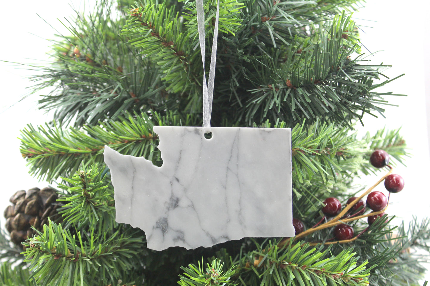 Washington White marble christmas ornament