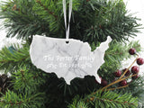 United States White Marble Christmas Ornament