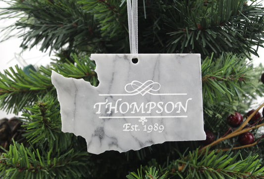 Washington White marble christmas ornament