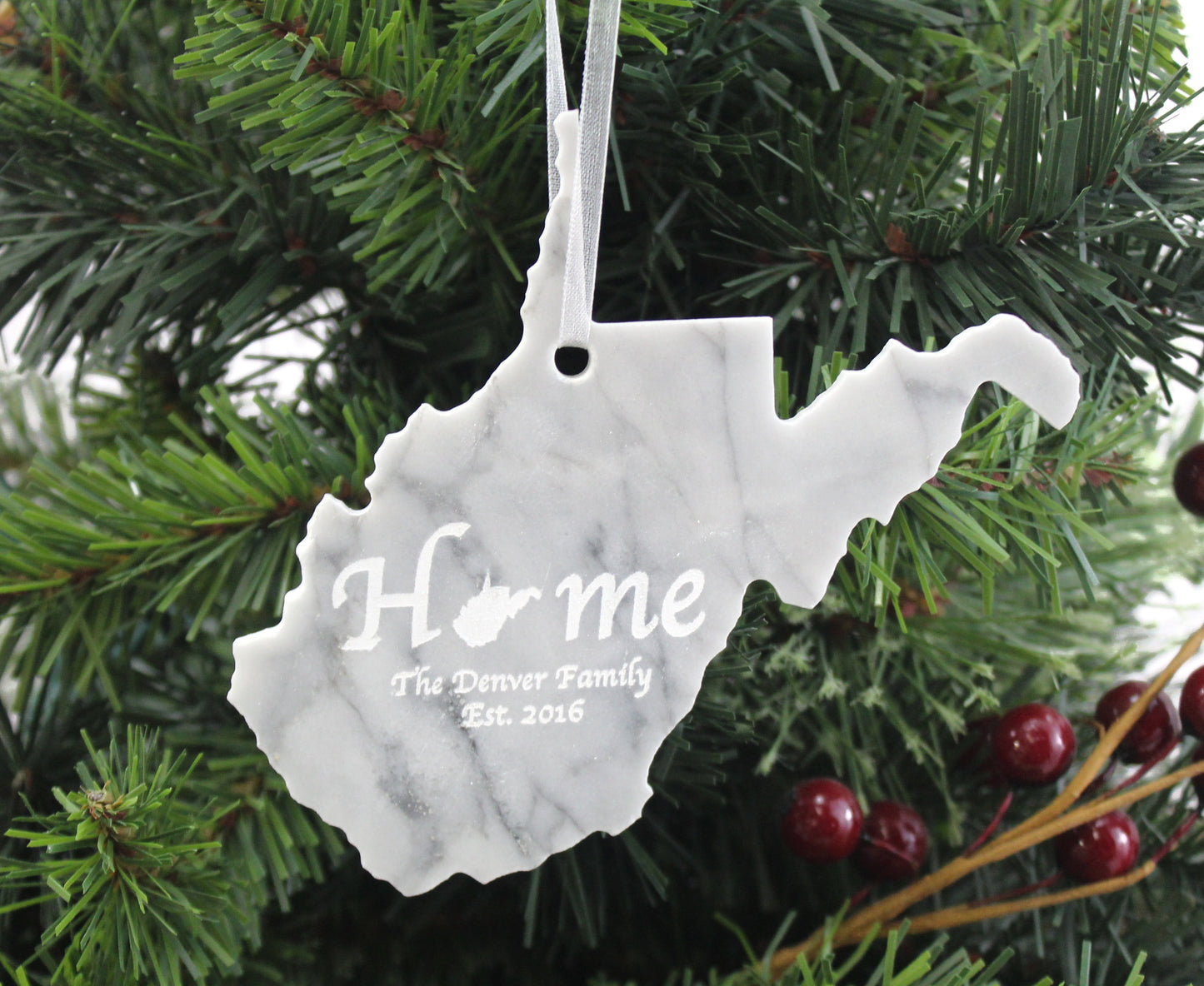 West Virginia Marble Ornament