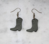 Cowboy boot slate earrings