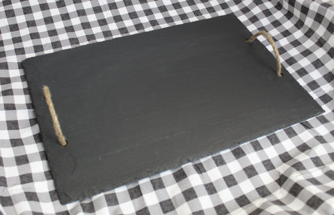 Rectangle Slate Cheese Board With Rope Handles