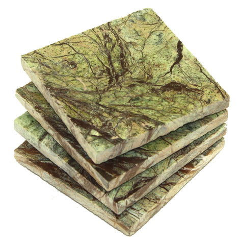 Square Rainforest Green Marble Coaster