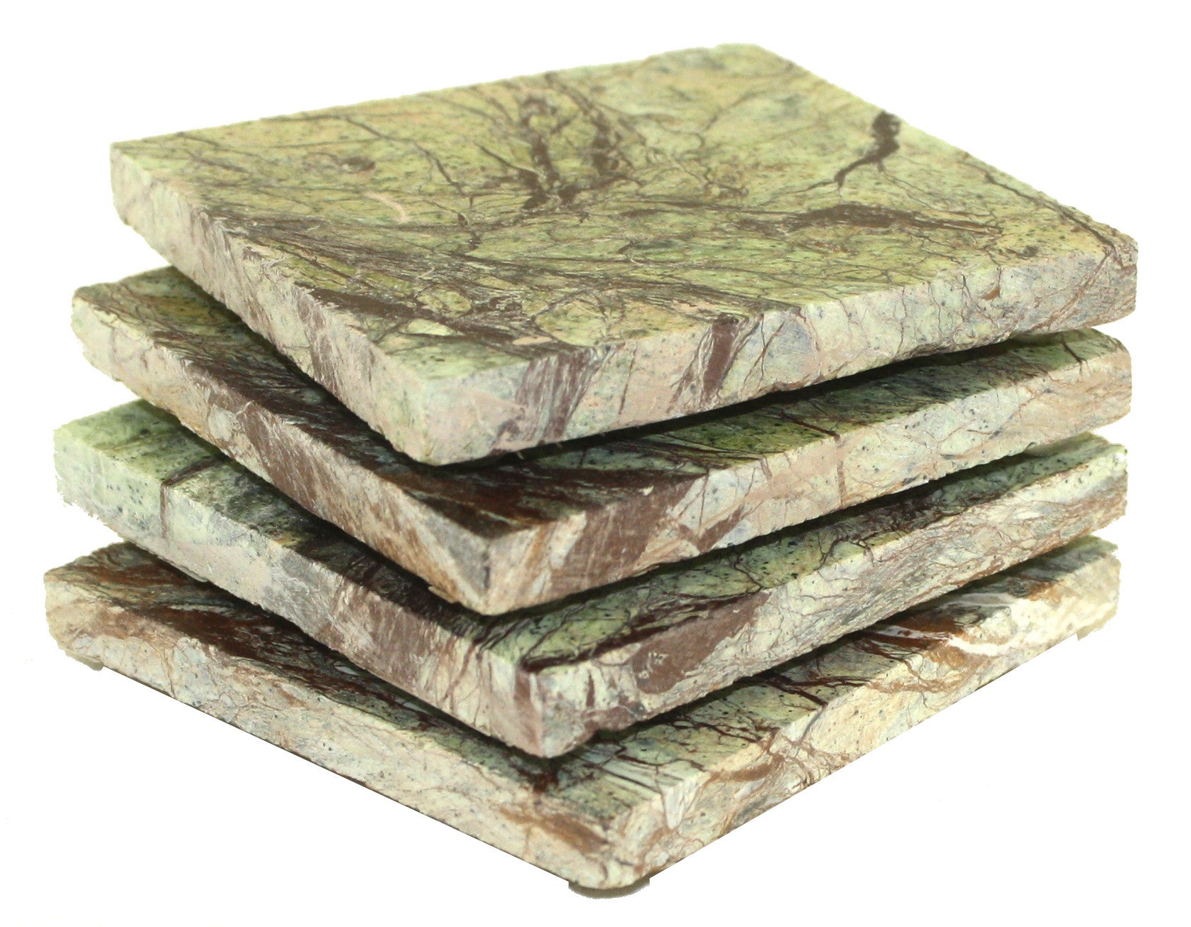 Square Green and Red Marble Coaster