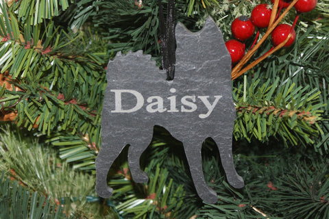 Siberian Husky Slate Christmas Ornament