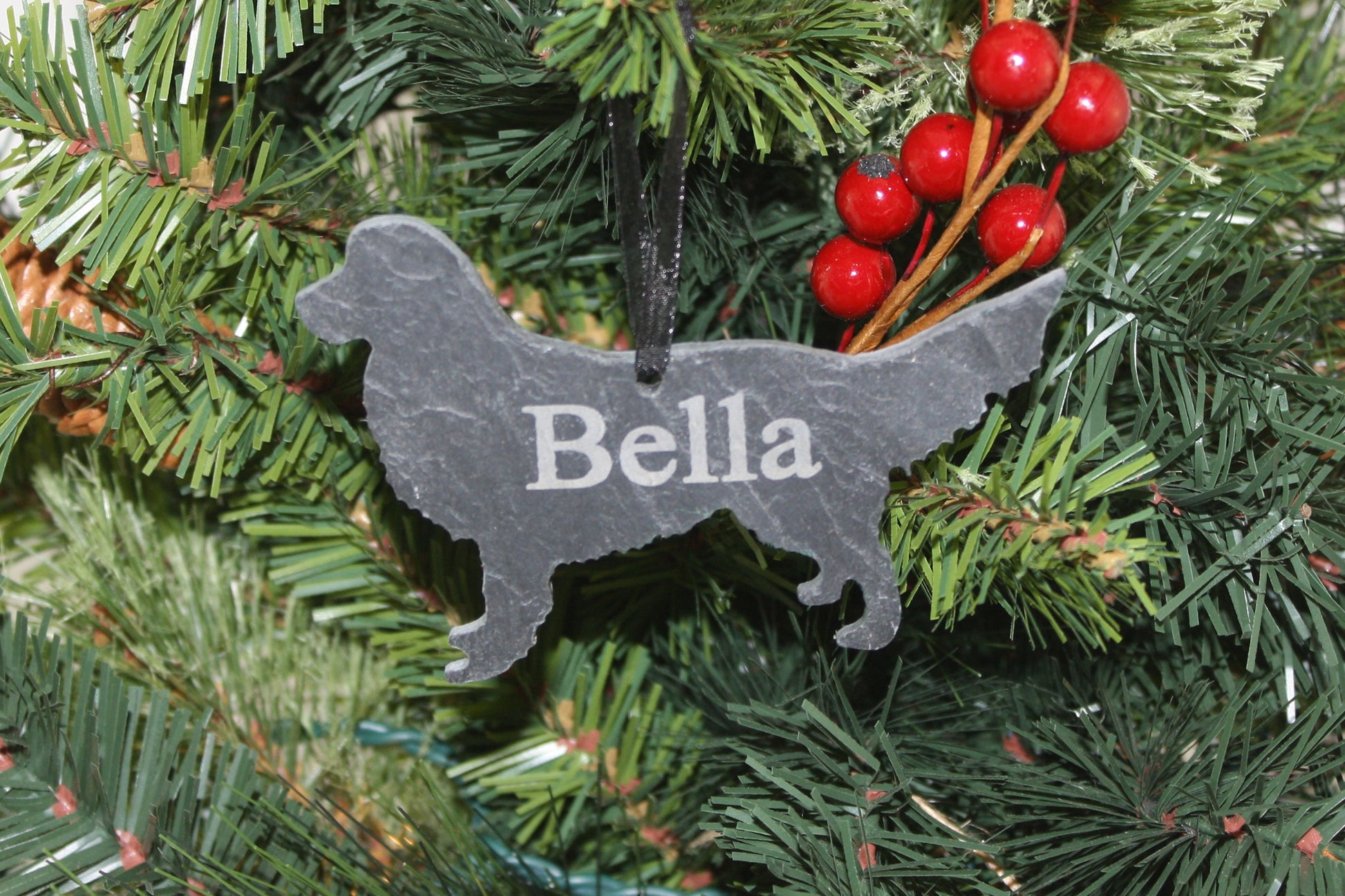 Golden Retriever Slate Christmas Ornament