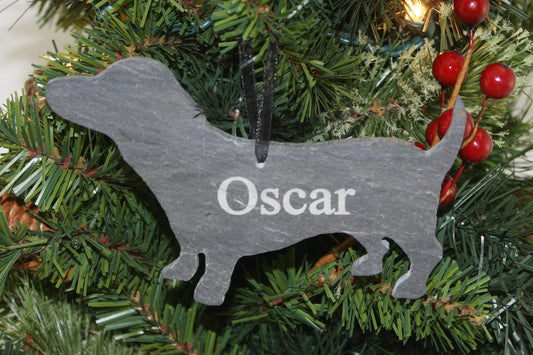 Dachshund Slate Christmas Ornament 