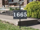 Rectangle Carved Slate House Number Sign with Pole 