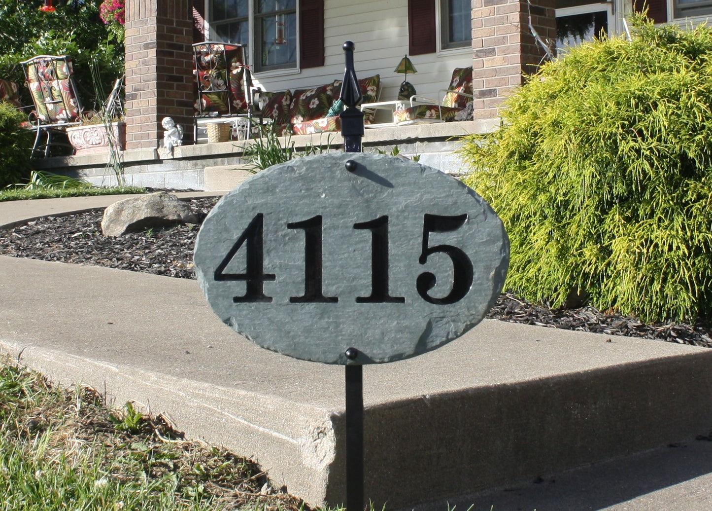 Oval Carved Slate House Number Sign