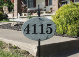 Oval Carved Slate House Number Sign