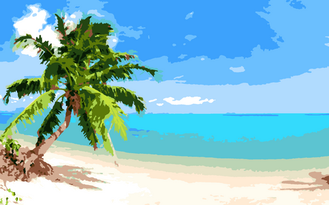 Tropical Beach Paint by Number- Slate